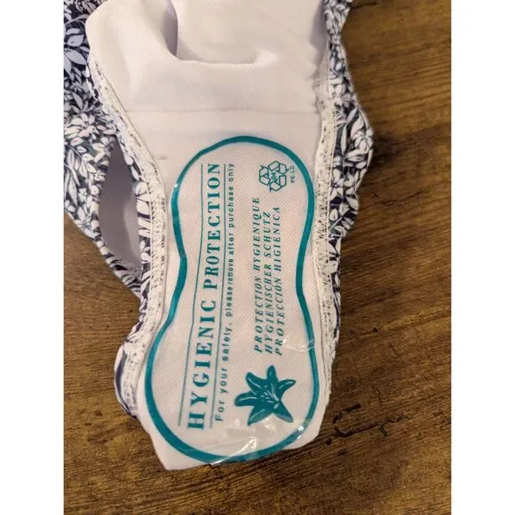 PinkBlush Blue Floral Ruffle Maternity One-Piece Swimsuit – Size M  – NWT - Picture 10 of 12